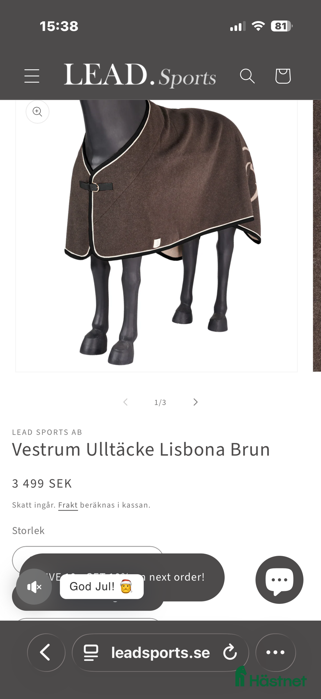 Täcken hästutrustning till salu: Vestrum ulltäcke i Vollsjö - Annons 8