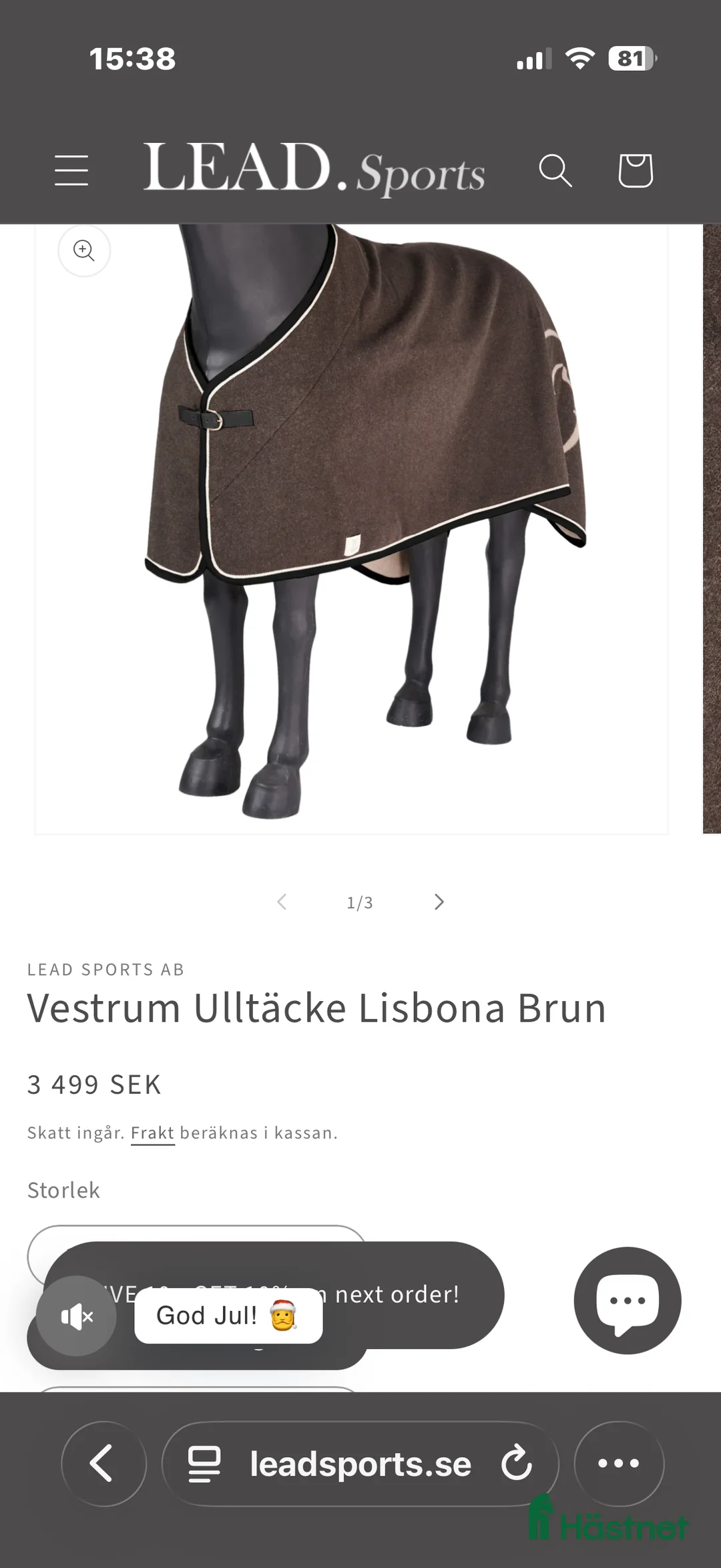 Täcken hästutrustning till salu: Vestrum ulltäcke i Vollsjö - Annons 8