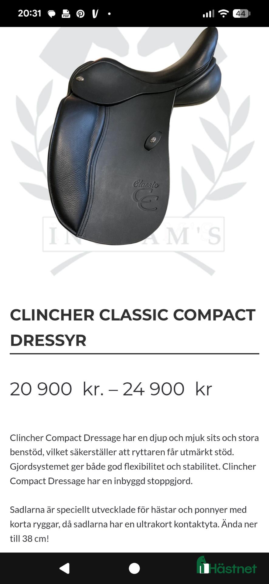 Sadlar hästutrustning ClinCher Compact Dressage  - Annons 14
